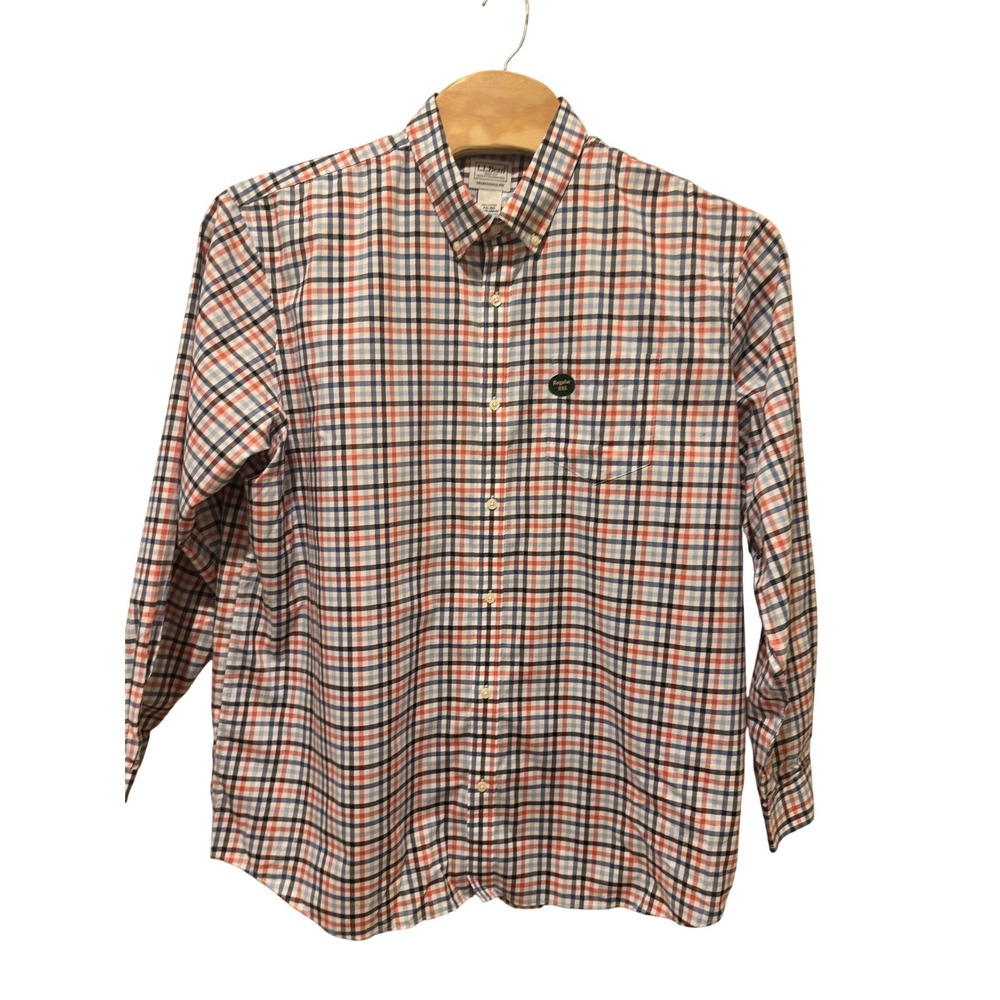 LL Bean Mens XXL NWOT Traditional Fit Plaid Button Down Shirt Blue Red‎ White - Picture 2 of 8